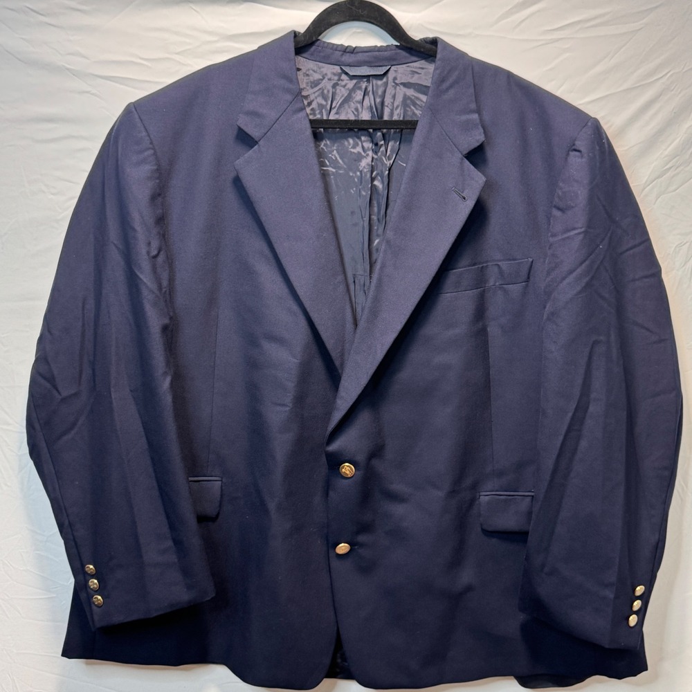 Burberry London Kensington Blazer 56R Navy Wool Gold Button Sport Coat